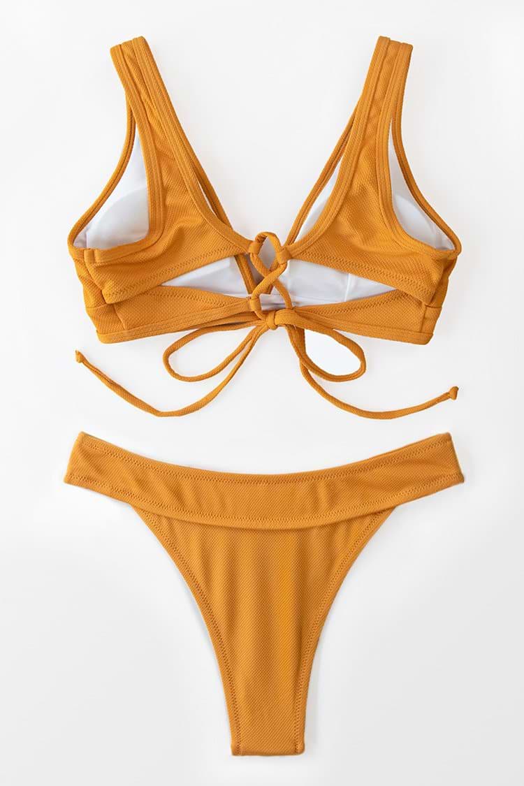 Bikini taille basse à lacets ginger