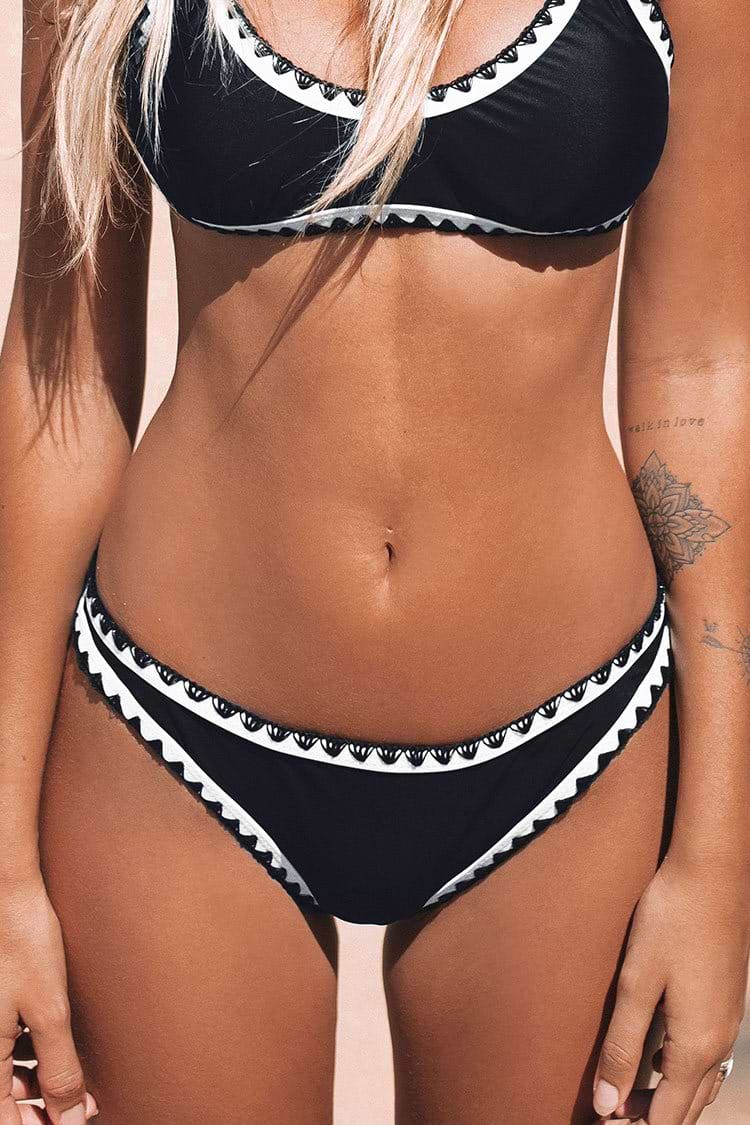 Bas de bikini à crochet noir et blanc