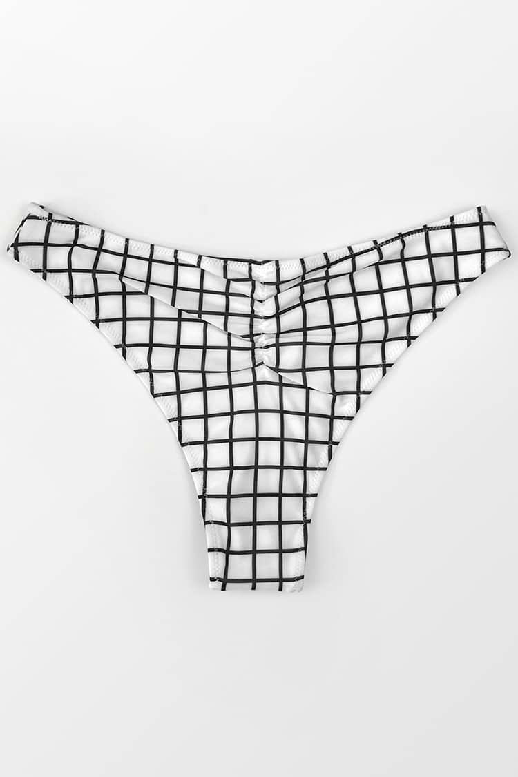 Bas de bikini échancré à motif vichy