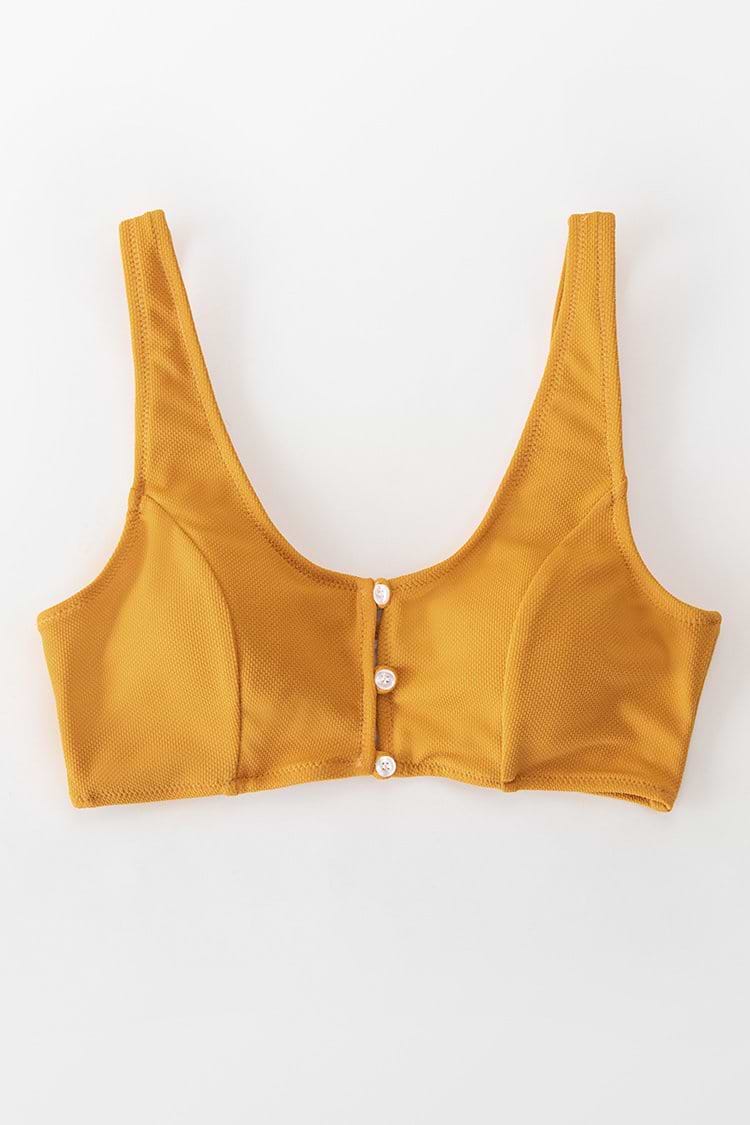 Haut de bikini avec boutons caramel