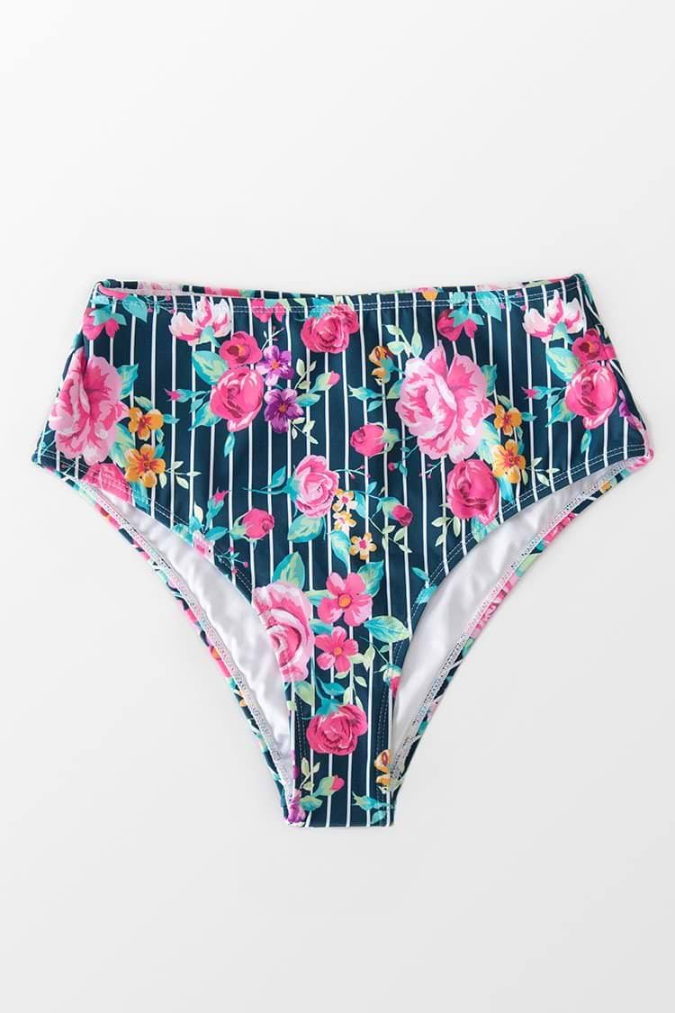 Biniki-Hose mit Blumenmuster und Streifen