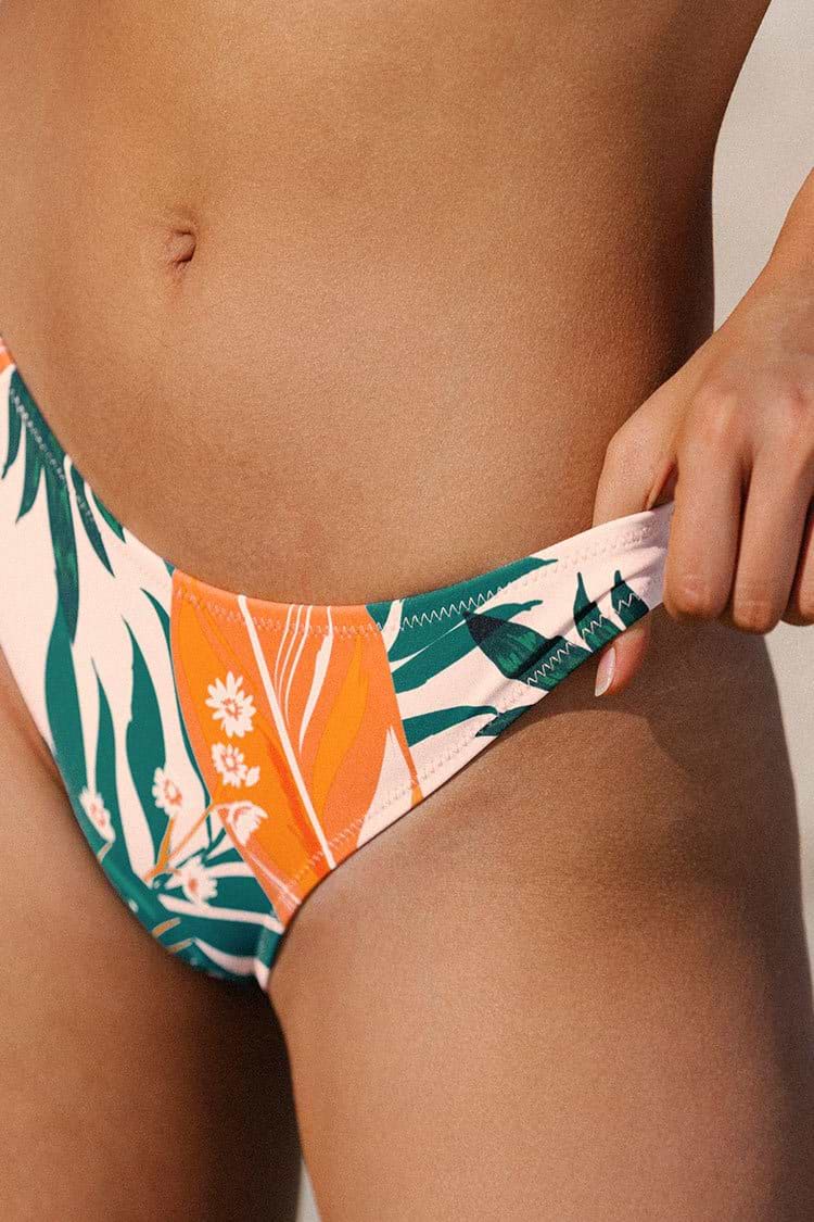 Bas de bikini à imprimé feuilles