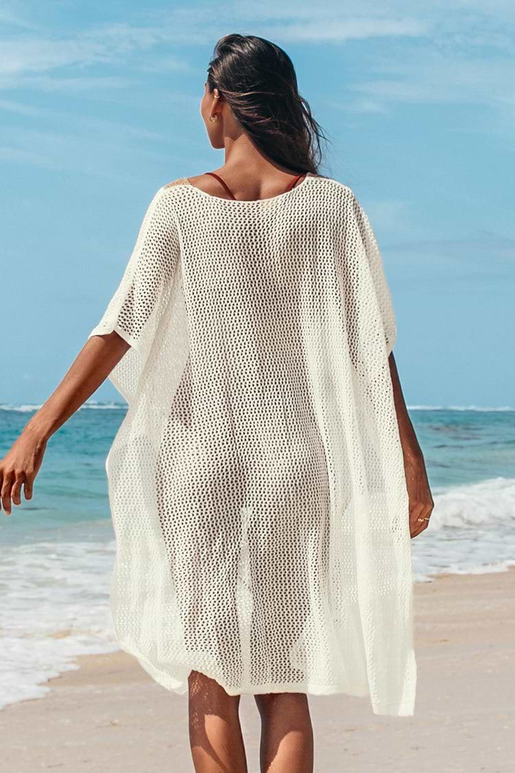 Kaftan mit Maschen und Kontrast Trimm