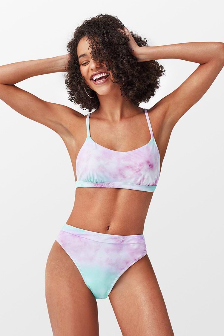 Bikini taille haute croisé tie-dye