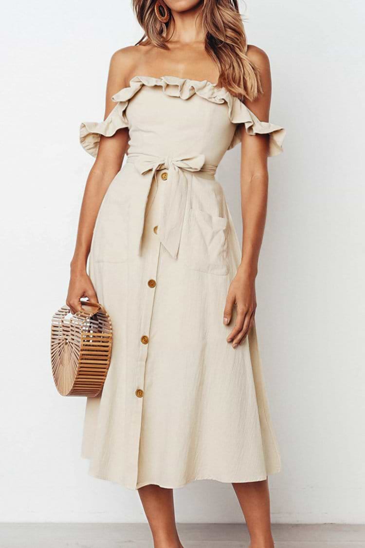 Schulterfreies Smock-Kleid