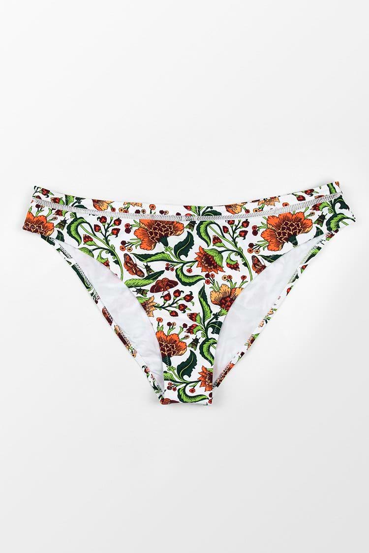 Bas de bikini taille moyenne à imprimé floral