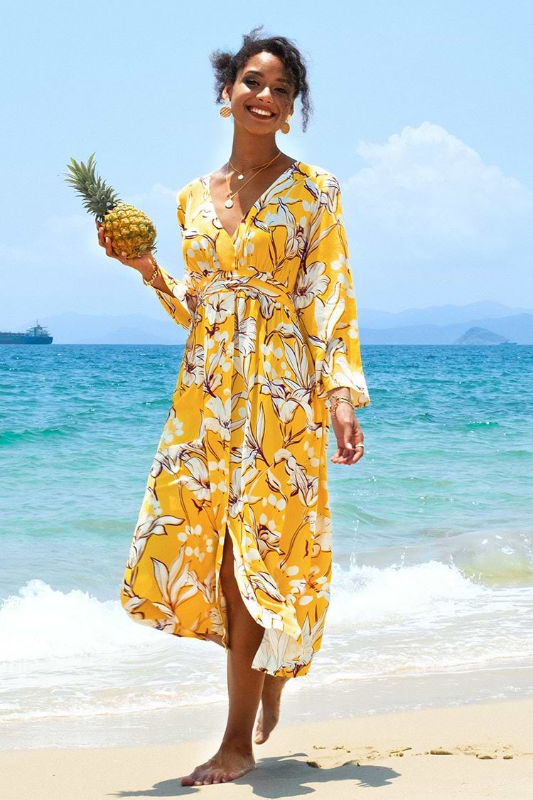 Floral Langarm Kleid