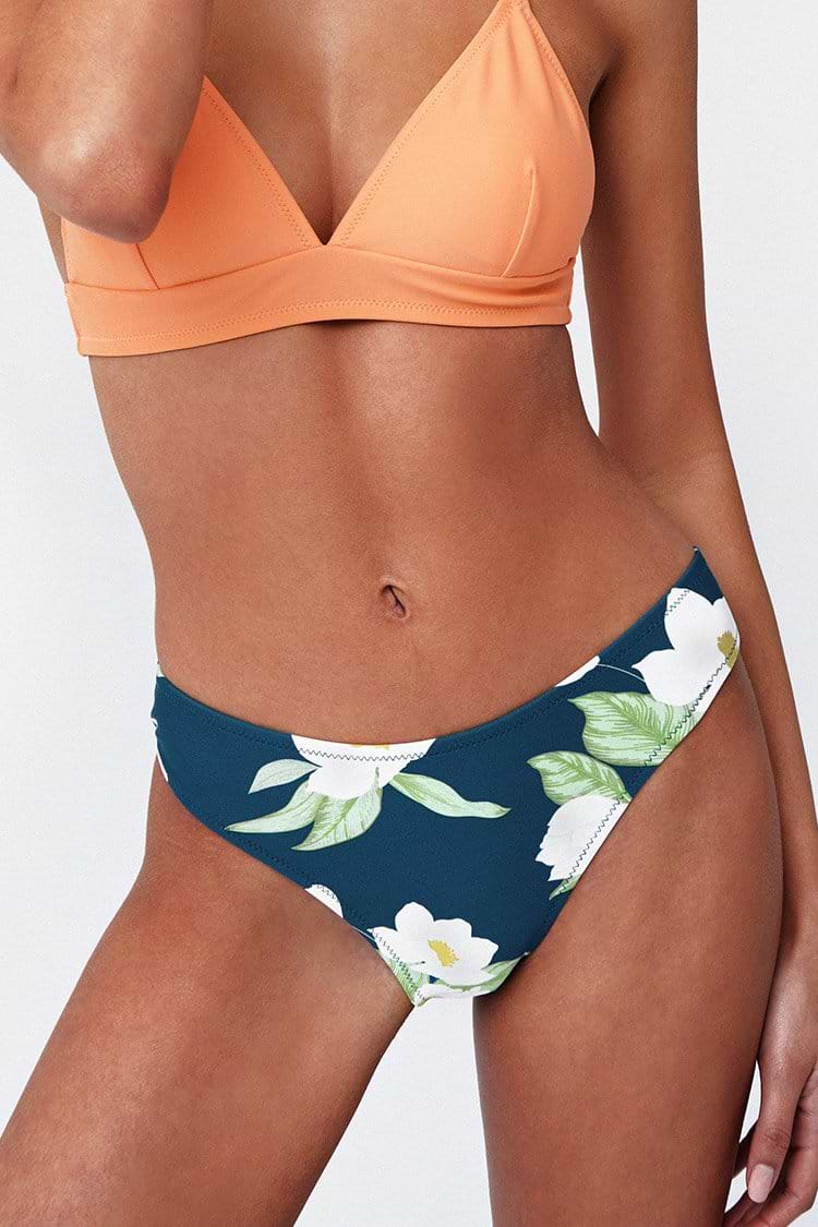 Bas de bikini taille basse à imprimé floral