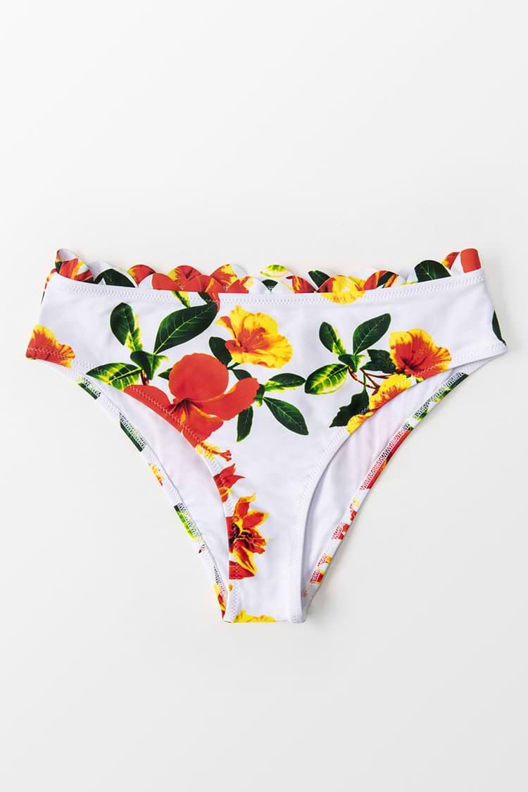 Bas de bikini imprimé floral à taille moyenne