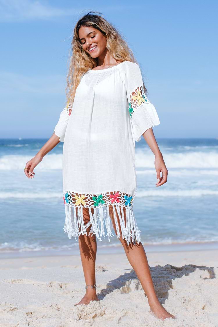 Gehäkelte Tunika mit Fringe Hem