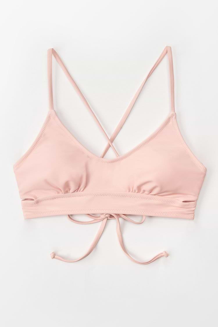 Bikini-Oberteil mit Schnürung in Rosa