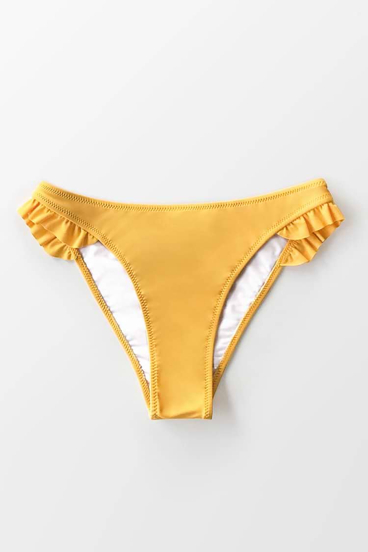Bikini-Hose mit Rüschen in Gelb