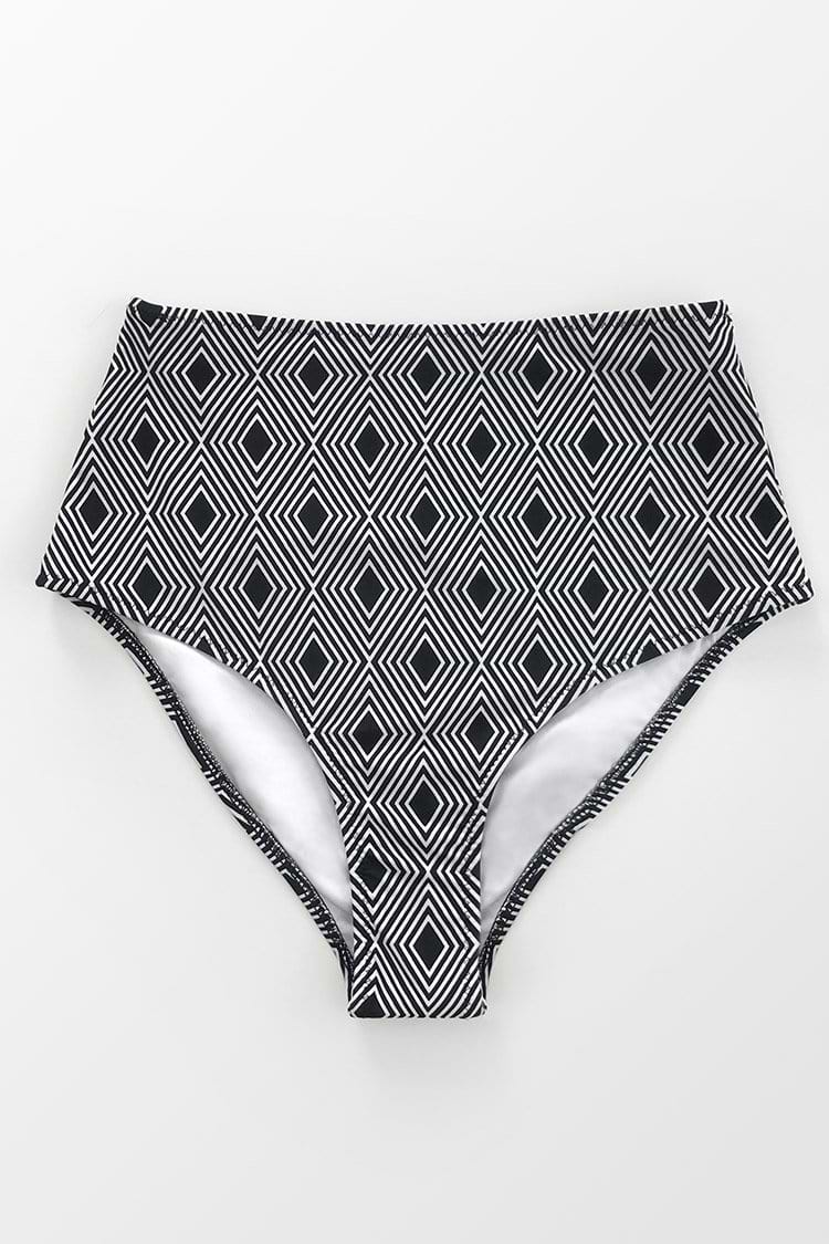 Bikini-Hose mit geometrischen Drucken und High-Waist