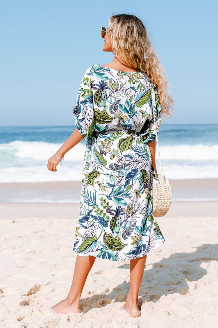 Kimono tropical boutonné sur le devant