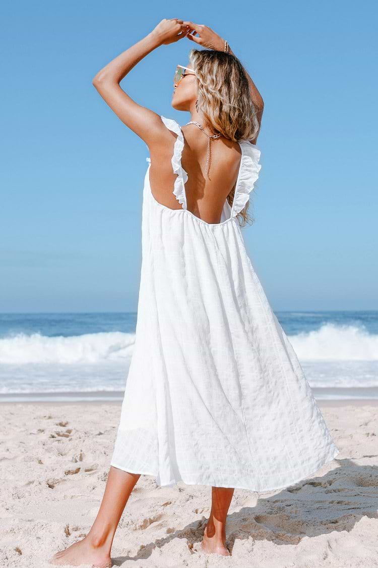 Kleid mit Rüschenbesatz in Weiß