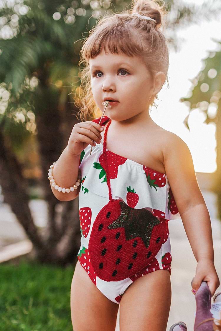 Maillot de bain une pièce à imprimé fraises pour filles