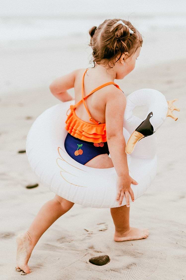 Maillot de bain une pièce à volants cerise pour filles