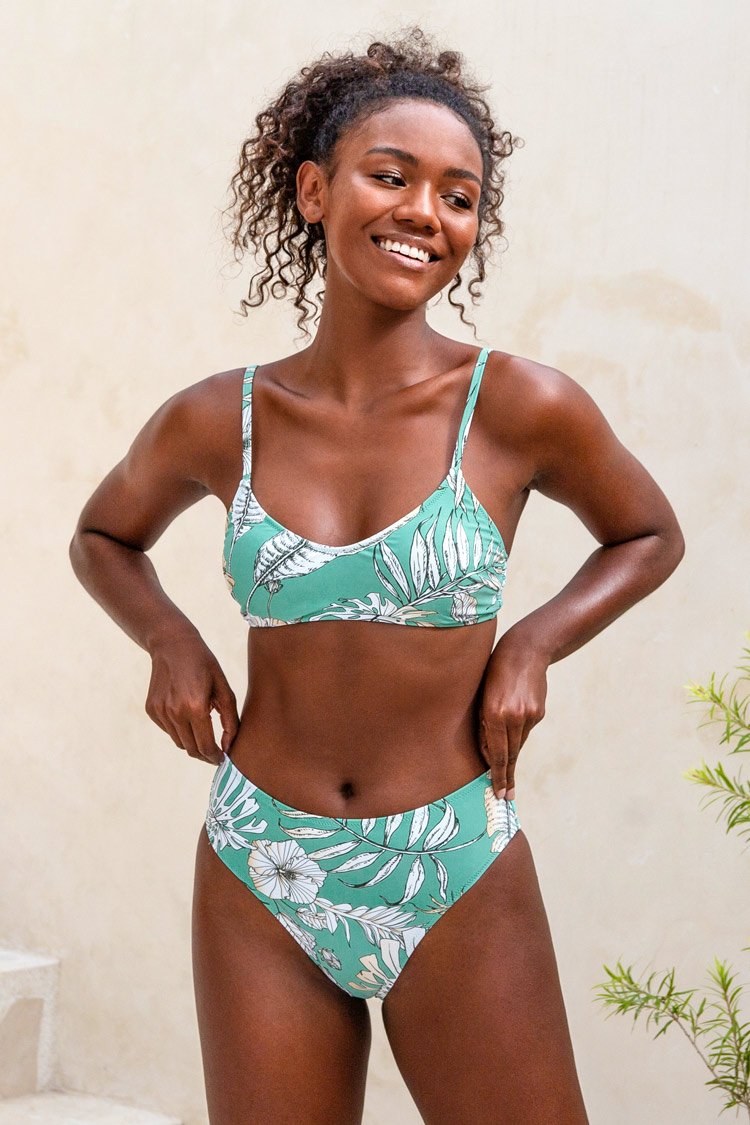 Tropischer Bikini mit mittlerer Taille