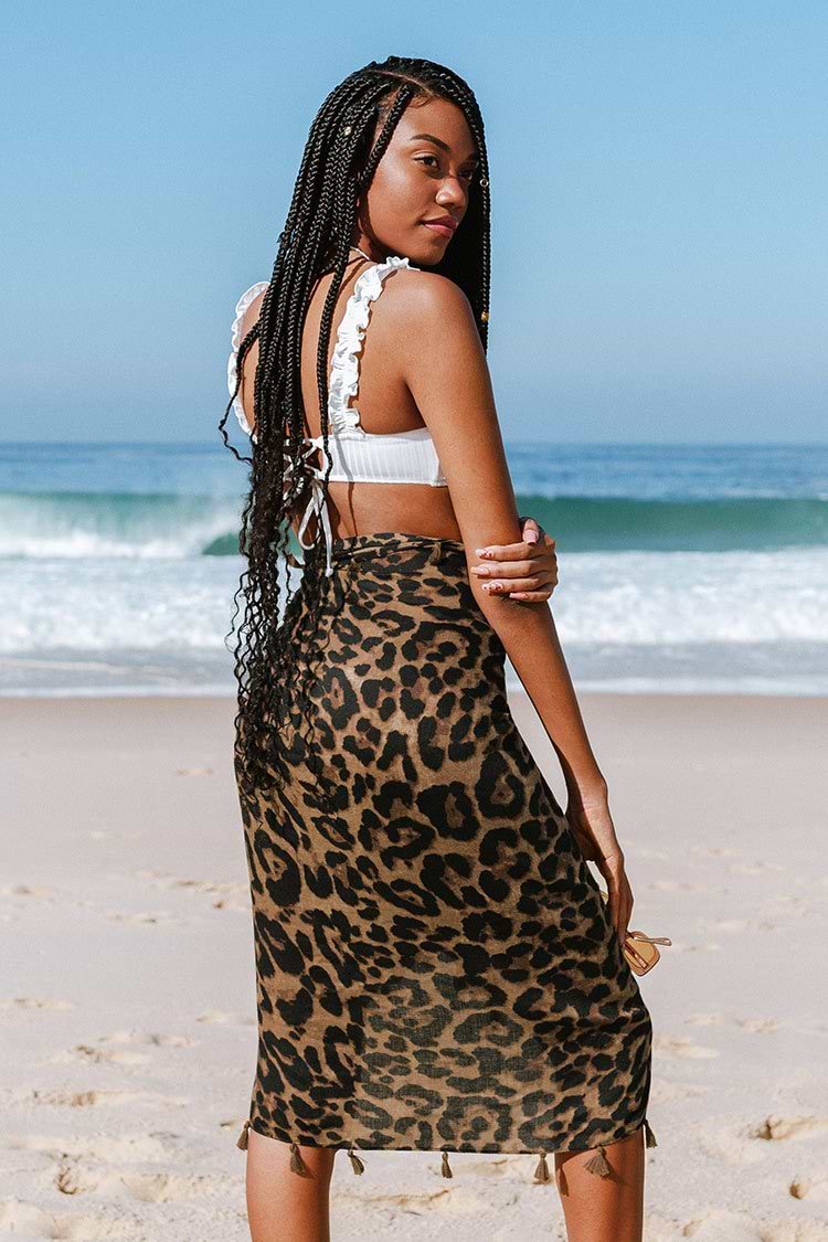 Sarong mit Leopardenmuster und Quaste
