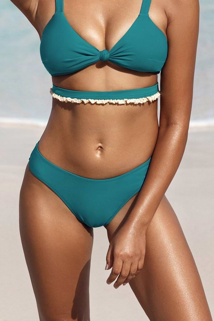 Teal High Cut Cheeky Bikini Bottom