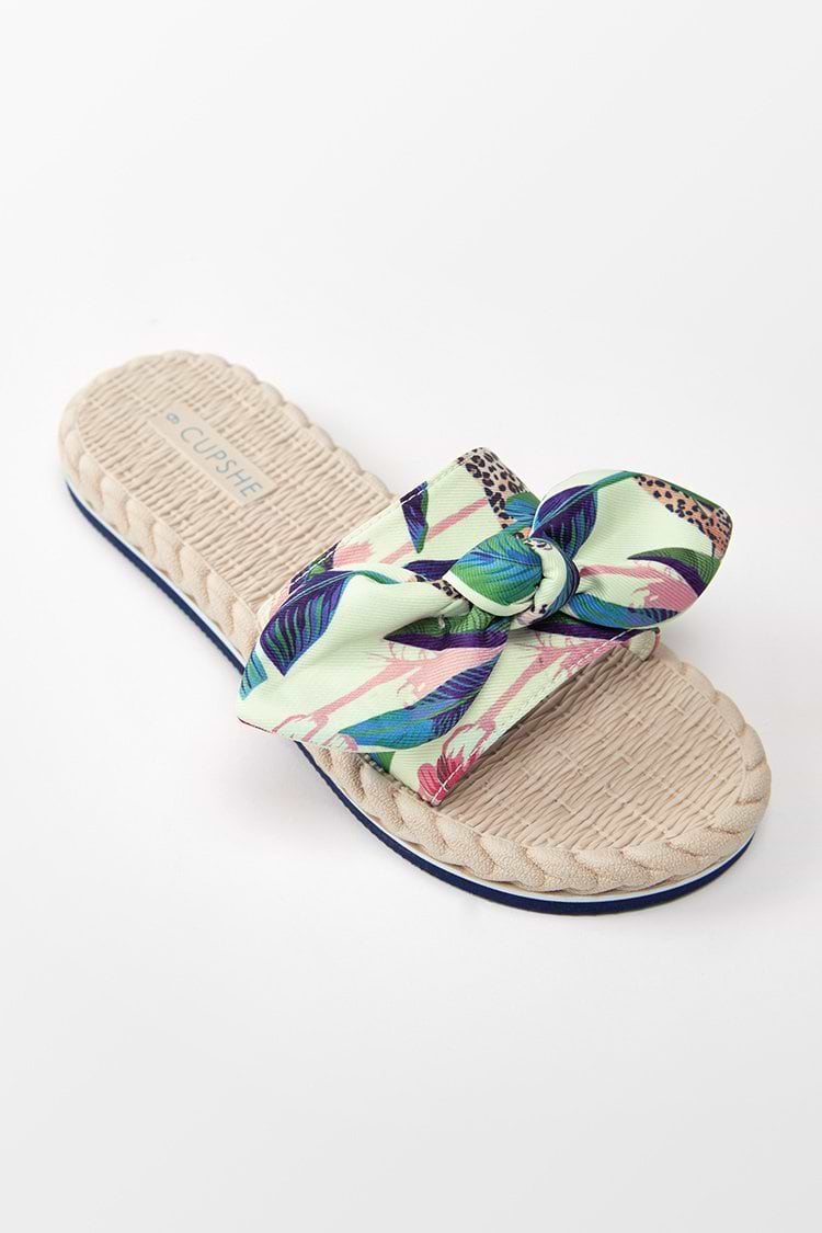 Spring Fling Tropical Bow Knot Slide Sandals