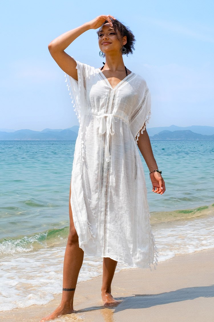 Juliet Tassel Trim Belted Cover Up