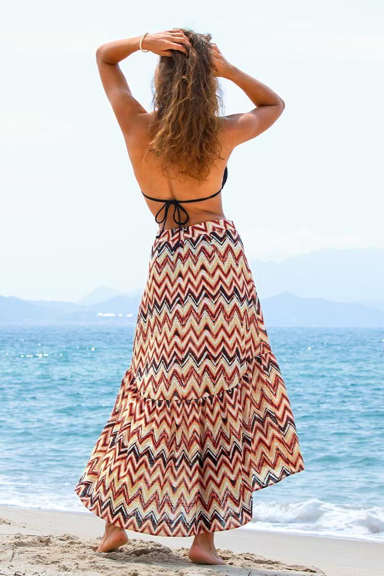 Judith Chevron Print Cover Up Skirt