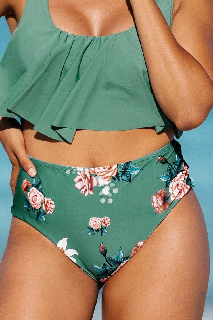 Bree Floral High Waisted Plus Size Bikini Bottom
