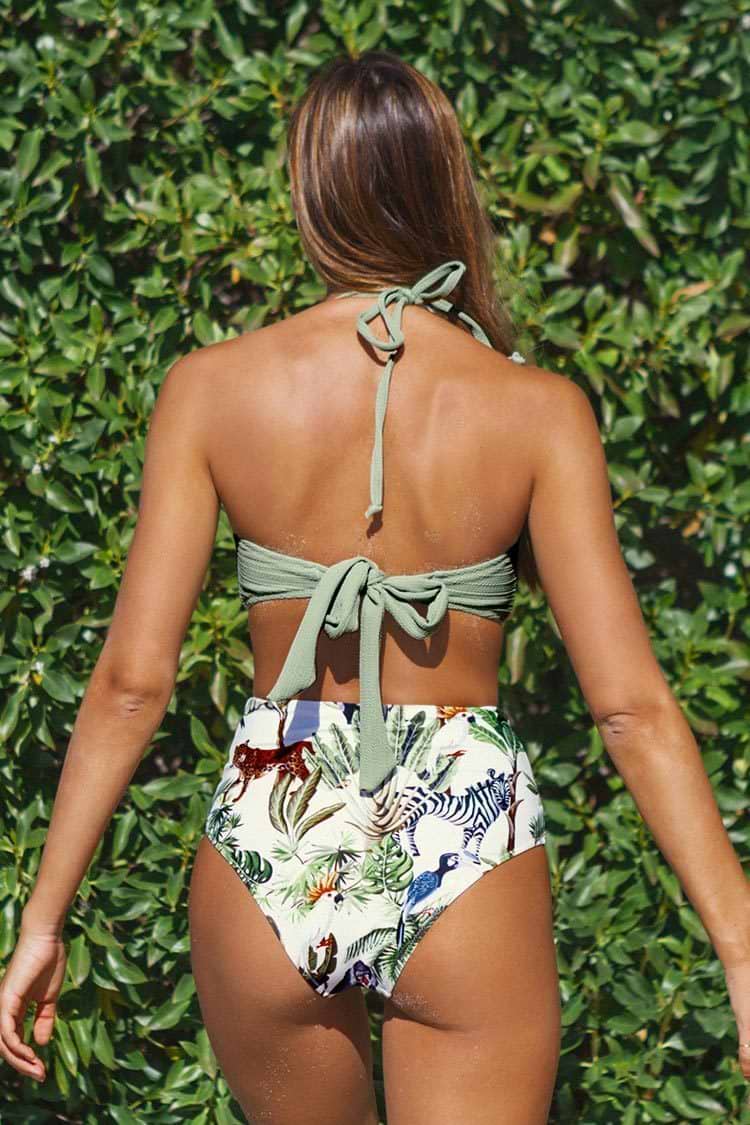 Wild Safari High Waisted Halter Bikini