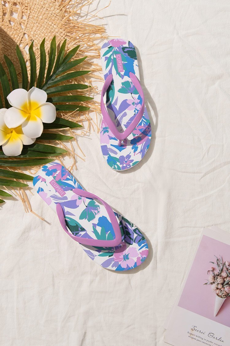 Flowerburst Floral Flip Flops