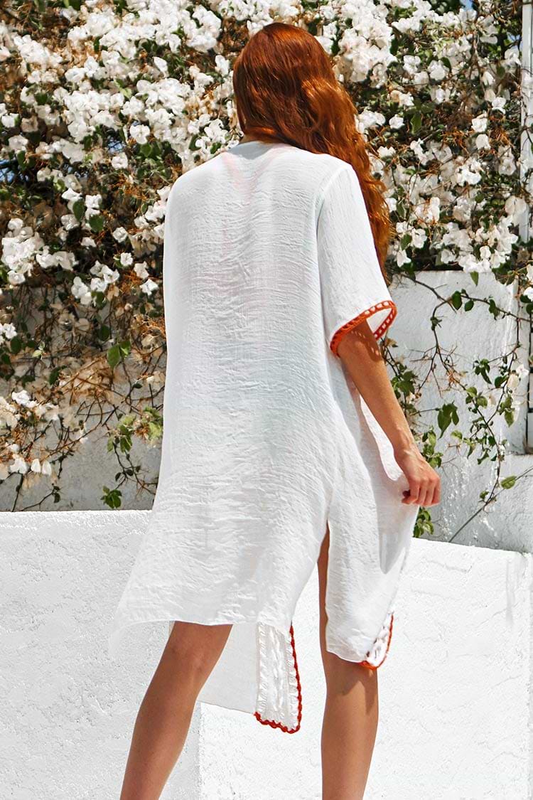 June Contrast Crochet Trim Kinomo Cover Up