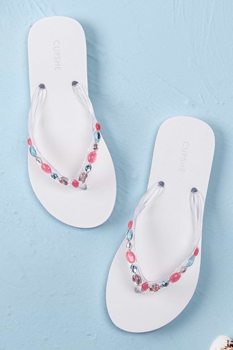 True Gem Beaded Flip Flops