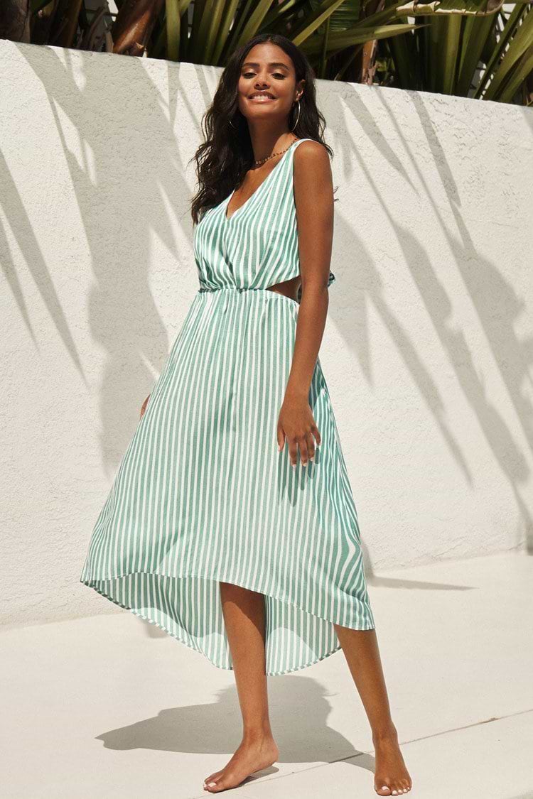Aileen Striped Back Tie Maxi Dress