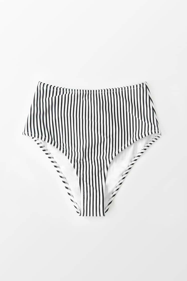 Striped High Waisted Bikini Bottom