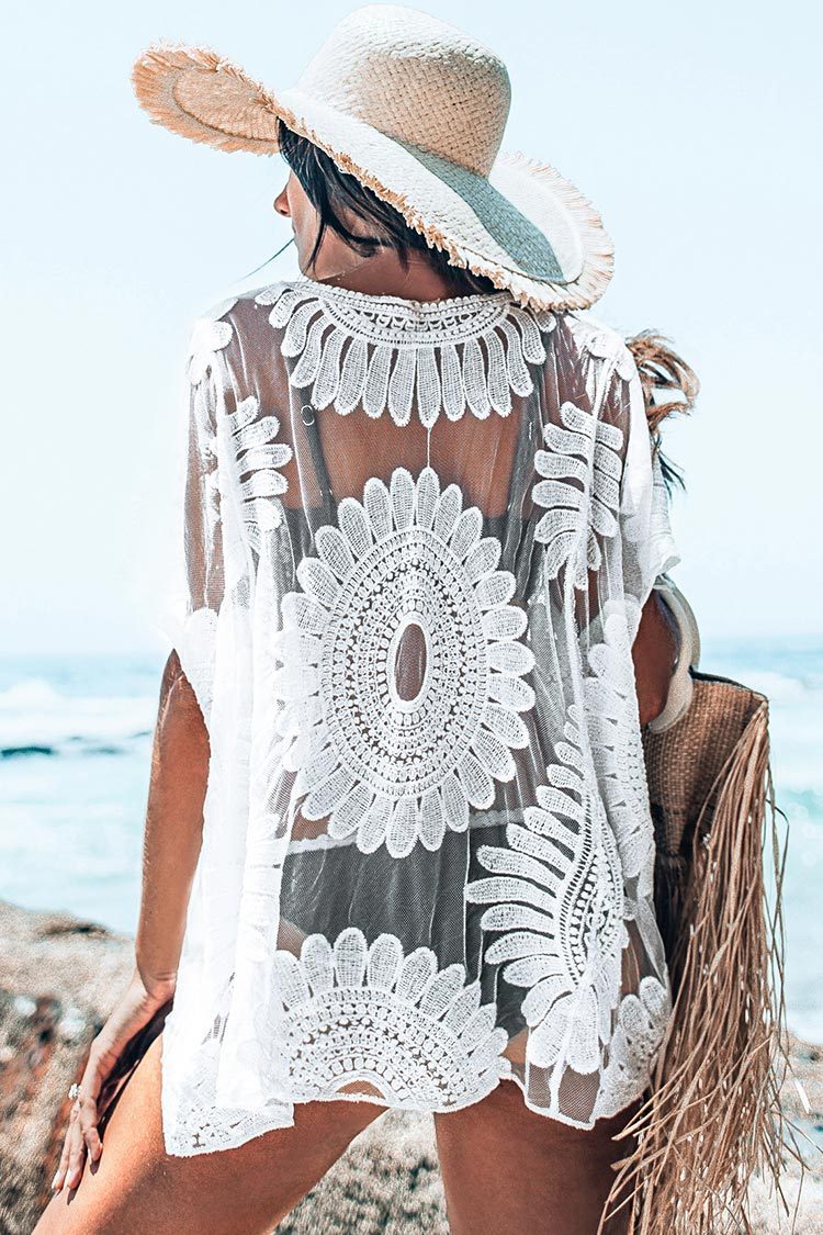 White Sun Floral Cover Up