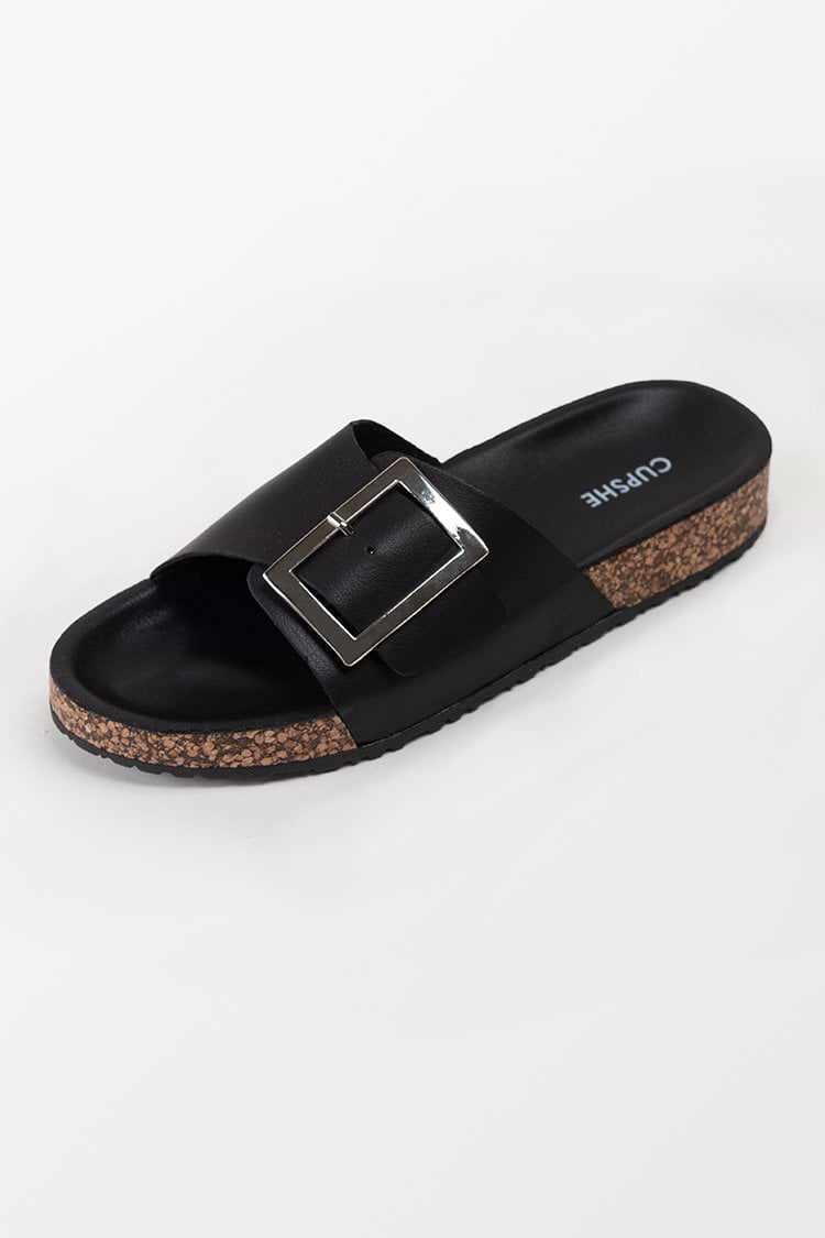 Schwarze Sandalen mit Schnallen und Riemen