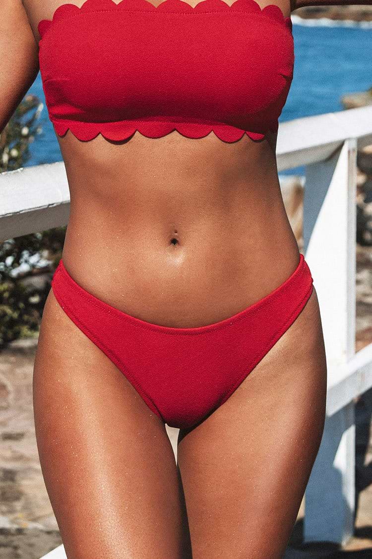 Kensley Red Low Waisted Red Bikini Bottom