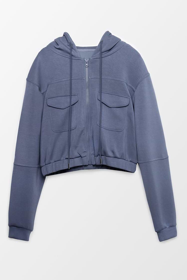 Off Duty Pockets Drawstring Hoodie