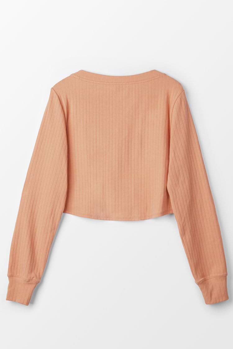Creamsicle Rib Round Neck Crop Sweatshirt