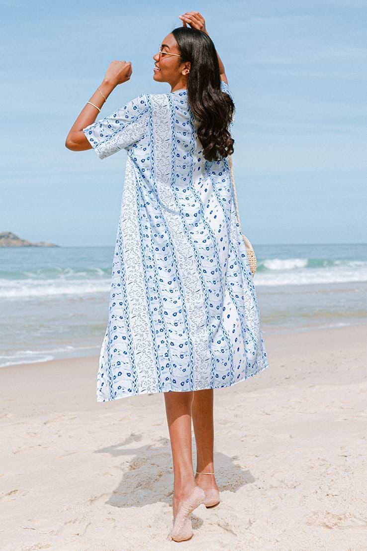 Gracelyn Half Sleeve Open Front Maxi Kimono