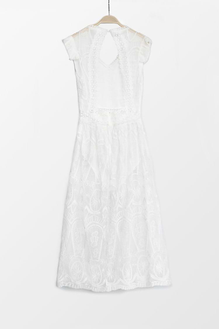 White Lace Plunge Dress