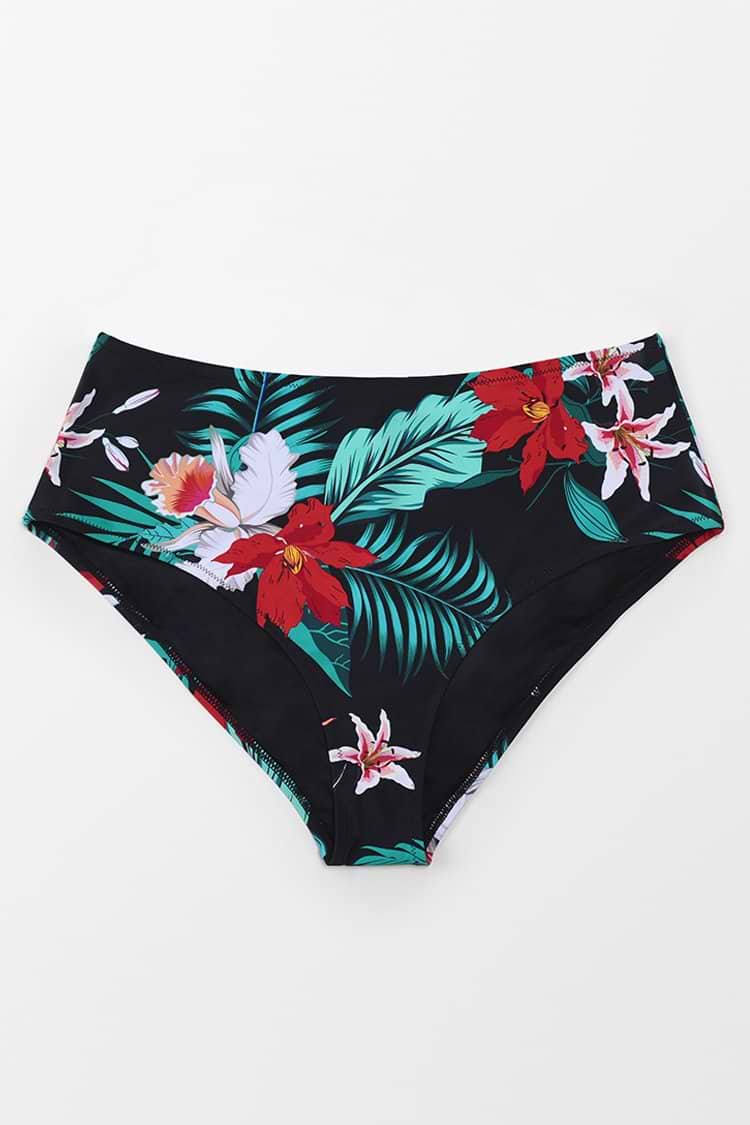 Cecilia Floral High Waisted Plus Size Bikini Bottom