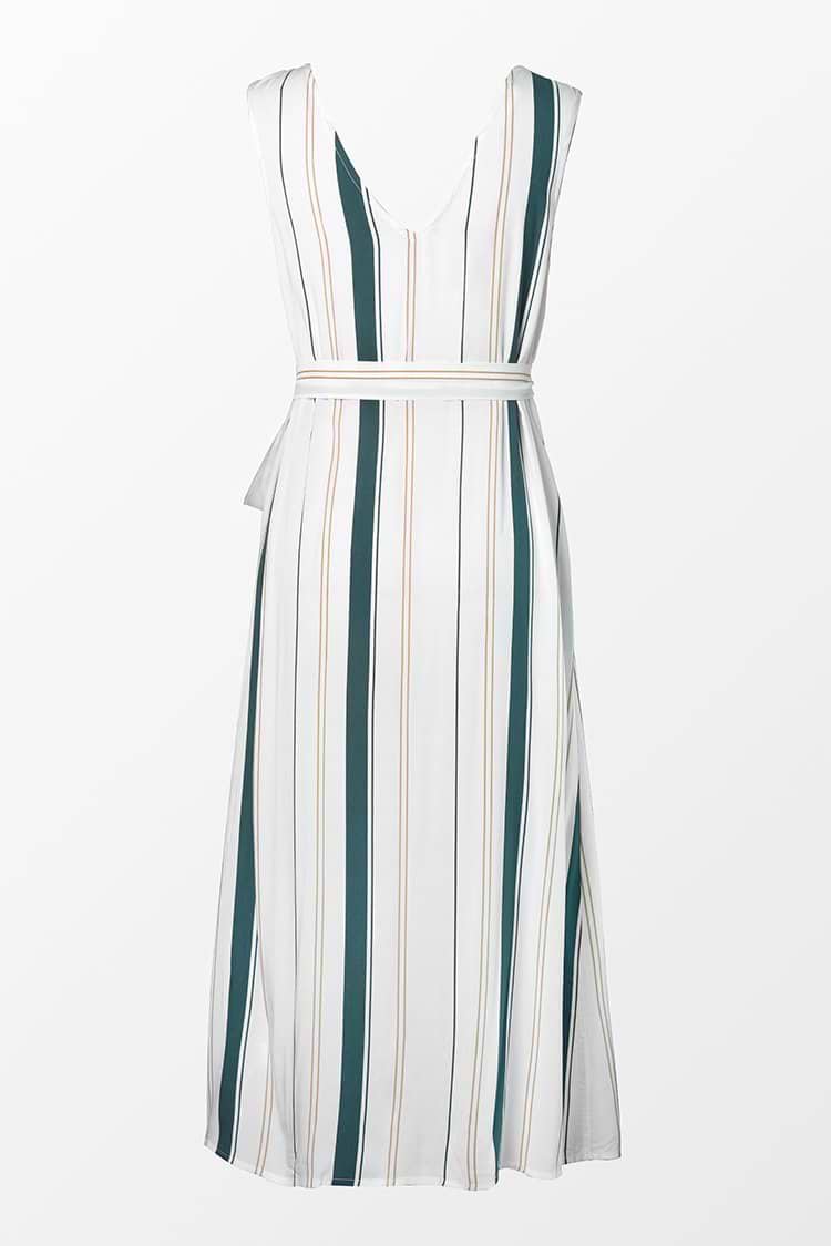 Addilyn Striped Wrap Tie Waist Dress