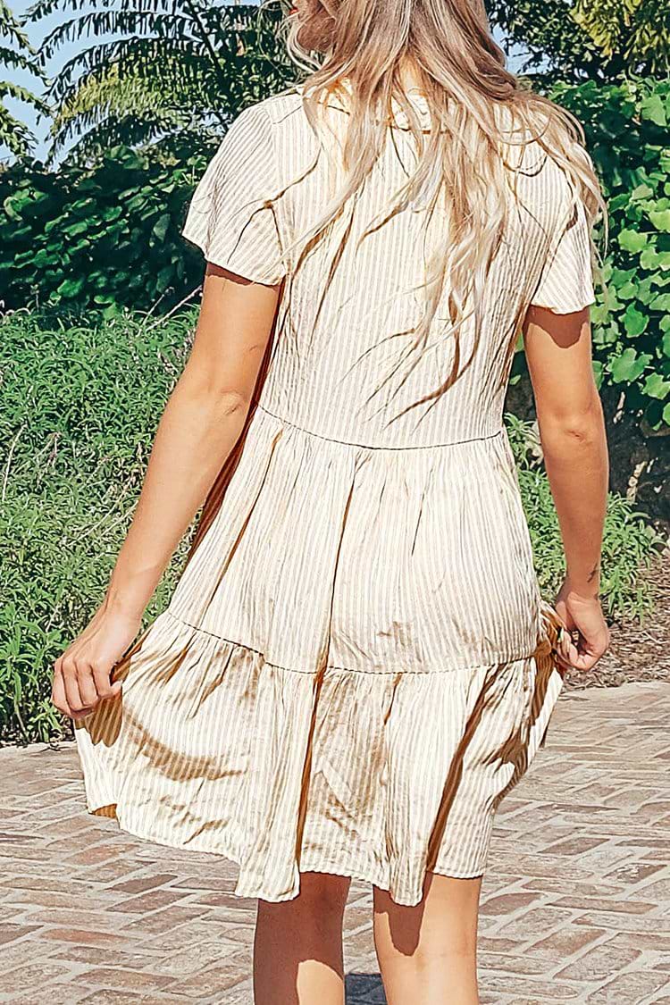 Sandy Stripe Ruffled Dress