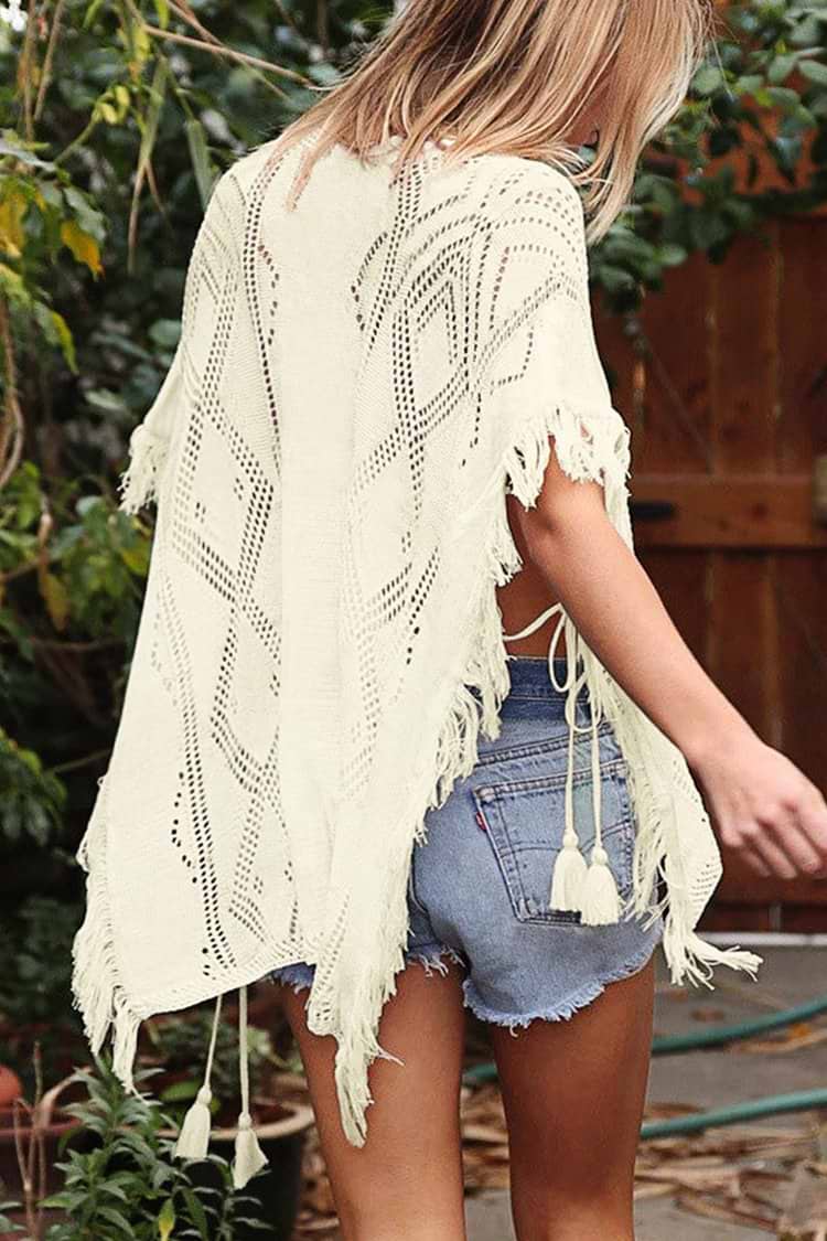 White Fringe Cover Up