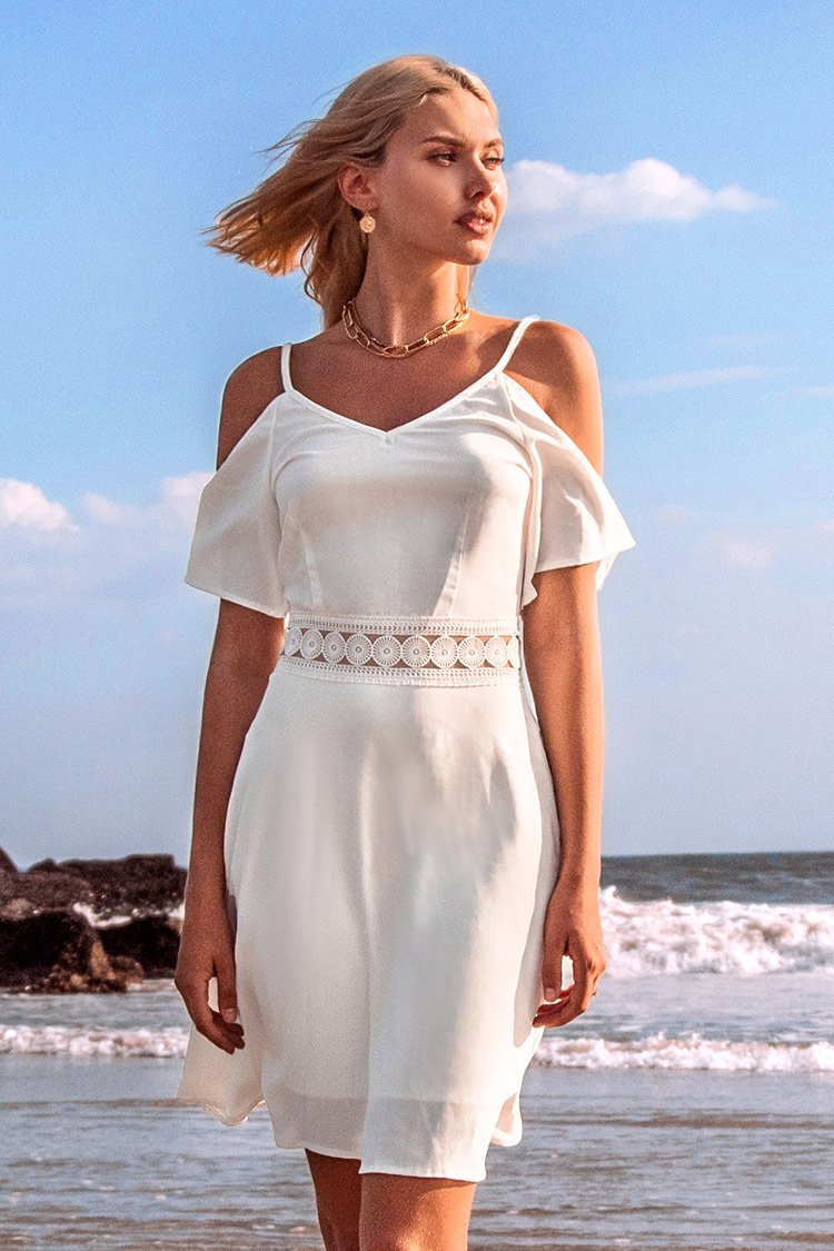 White Off-The-Shoulder Mini Dress