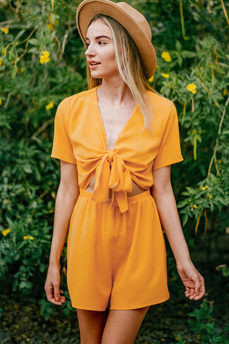 Yellow Knotted Romper