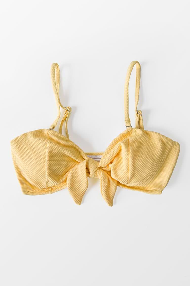 Cute Yellow Knotted Bikini Top
