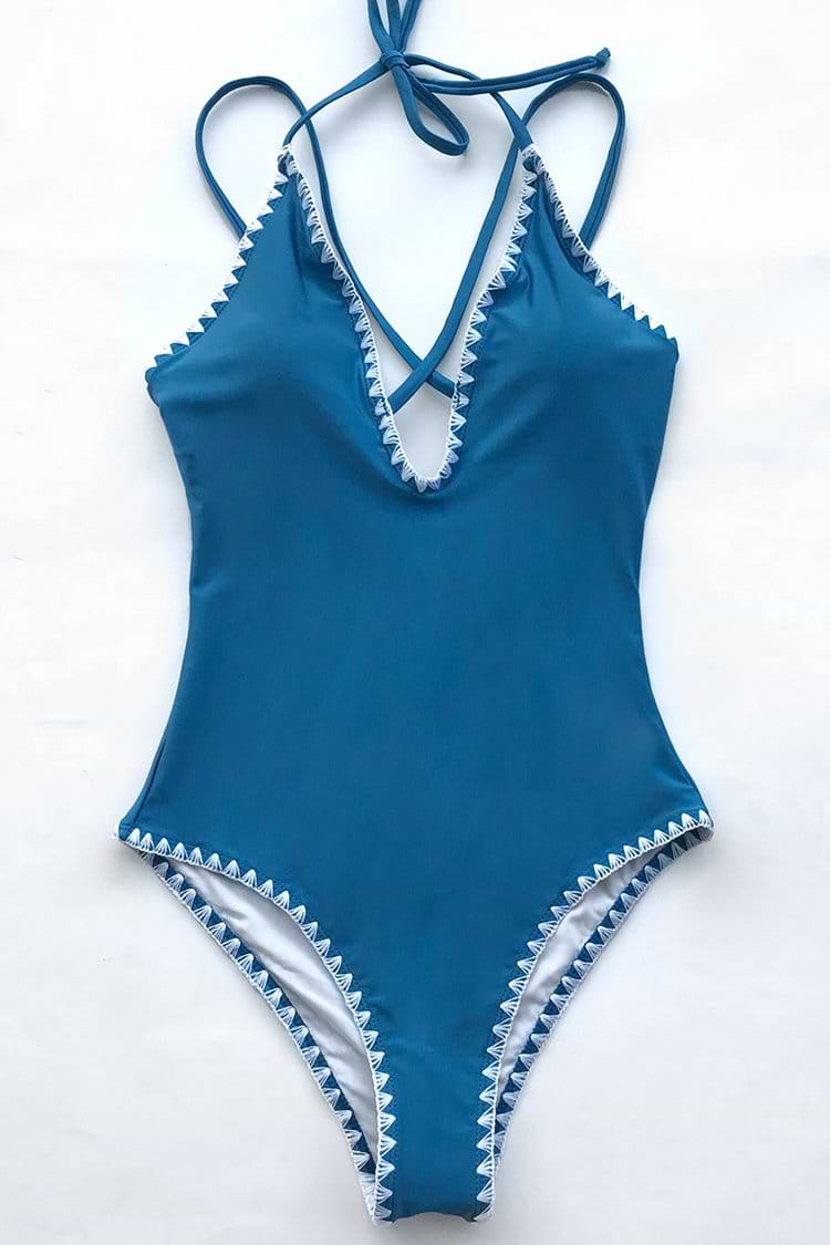 Sapphire Blue Cross One-piece Swimsuit