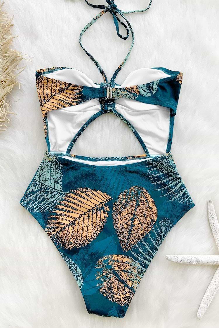 Green And Golden Leaves One-piece Swimsuit